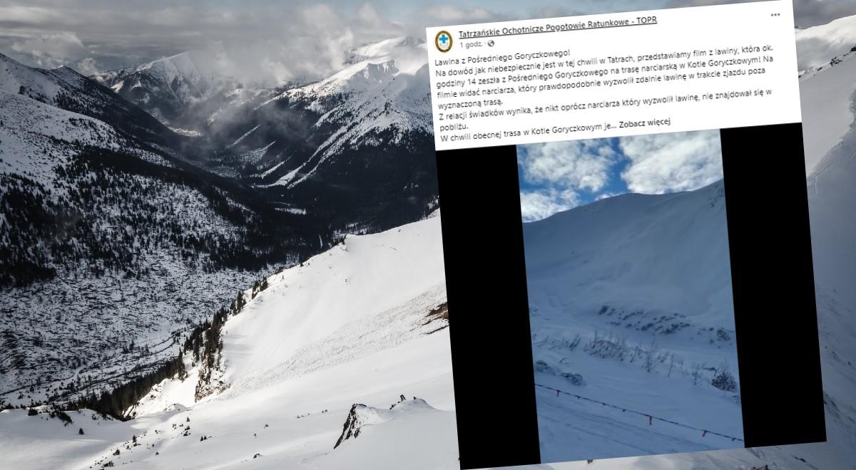 Niebezpiecznie w Tatrach. W Dolinie Goryczkowej lawinę wyzwolił narciarz, TOPR apeluje o rozwagę