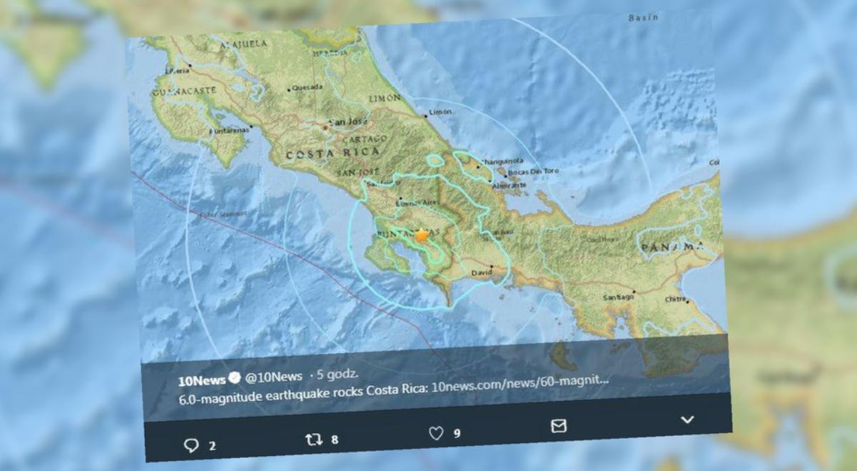 Kostaryka: trzęsienie ziemi o magnitudzie 6,2