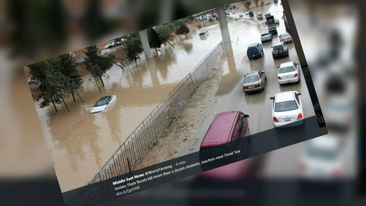 Jordania: wzrosła liczba ofiar śmiertelnych nagłej powodzi