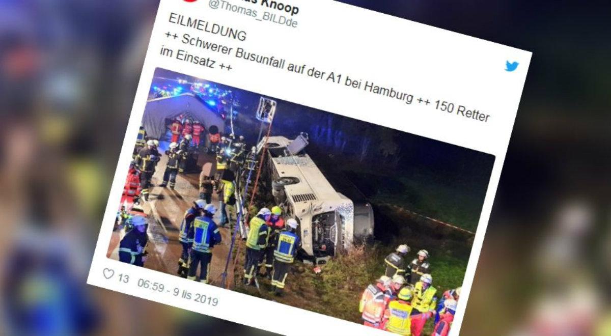 Wypadek polskiego autokaru w Niemczech. Kilkadziesiąt osób rannych