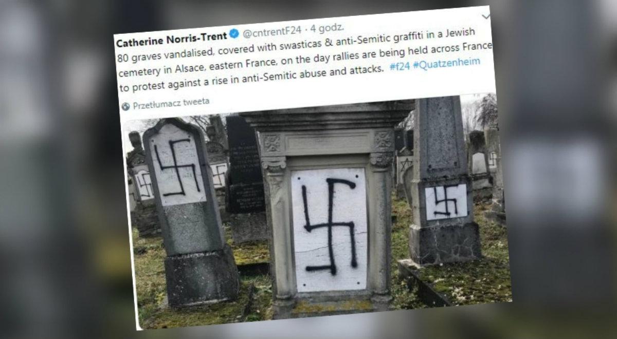 Swastyki i hasła antysemickie. Kilkadziesiąt grobów sprofanowanych na cmentarzu żydowskim we Francji