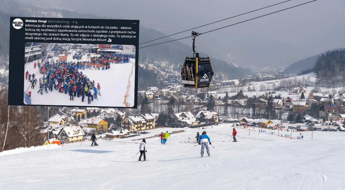 Tłumy narciarzy w Szczyrku. Kolejki do wyciągów i brak miejsc do parkowania