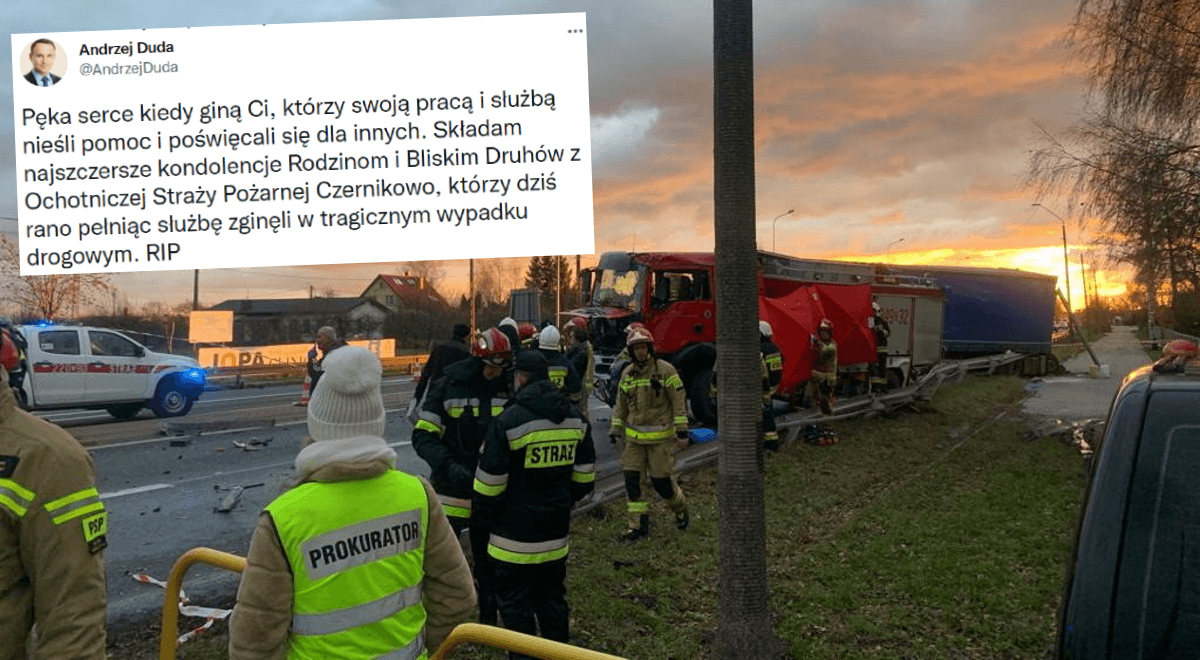 Śmiertelny wypadek strażaków w Czernikowie. Prezydent: pęka serce
